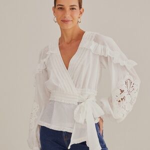 Off-White V Neck Blouse.